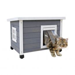 Bouda kočičí, domeček RUSTICA, 57 x 45 x 43 cm, šedá/bílá  